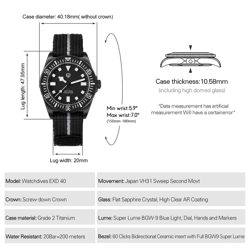 40mm Titanium Dive Watch V426