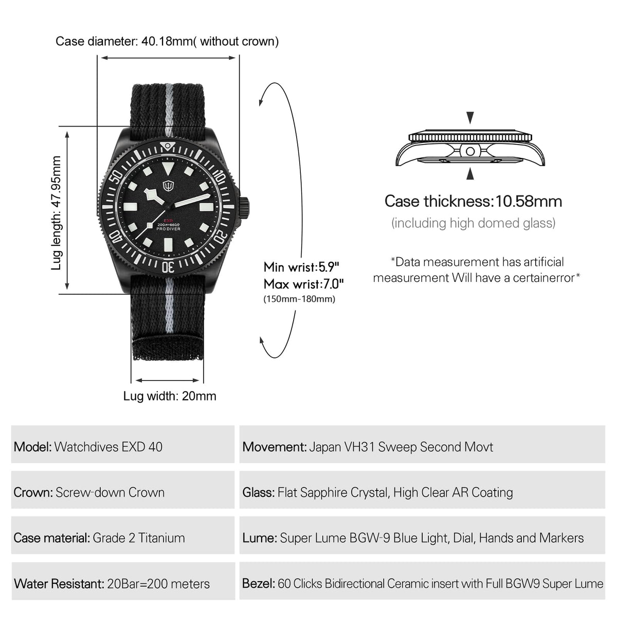 40mm Titanium Dive Watch V426