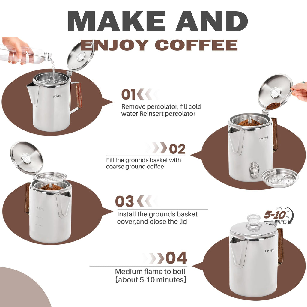 Stainless Steel 9 Cup Coffee Percolator U826607