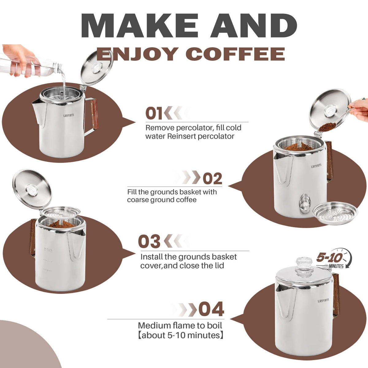 Stainless Steel 9 Cup Coffee Percolator U826607