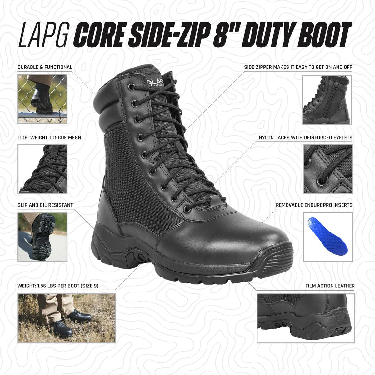 8" Side-Zip Tactical Work Boots D9348