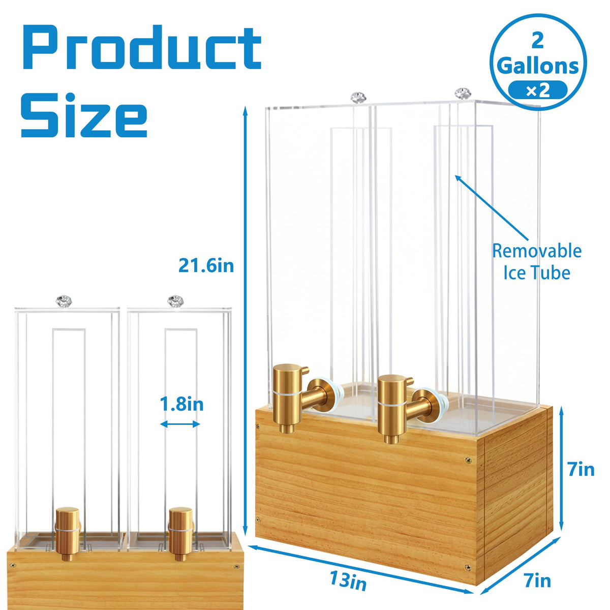 2 Pack 2 Gallon Drink Dispenser with Stand and Ice Core I586814