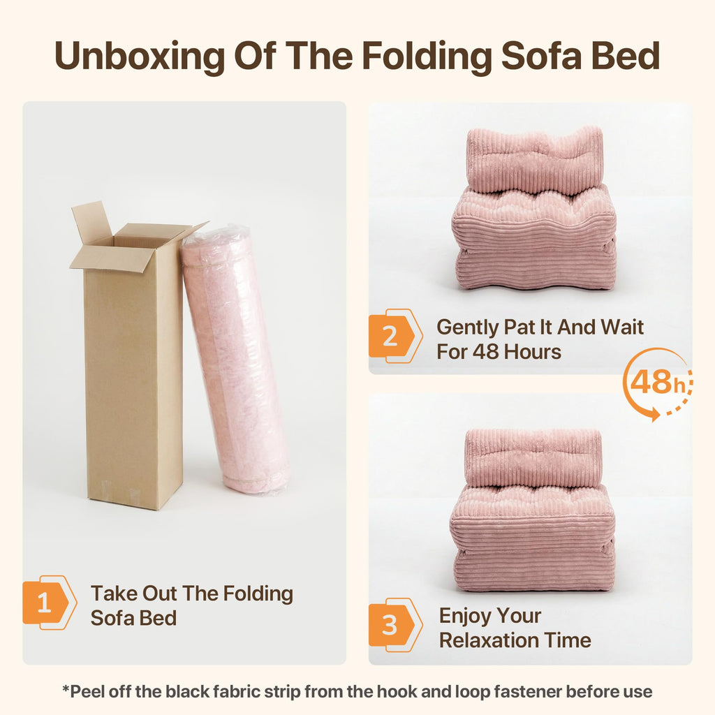 Pink Folding Sofa Bed O48991