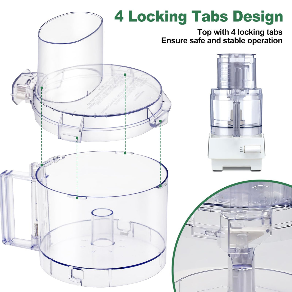 7-cup Food Processor Work Bowl with 4 Locking Tabs O6161