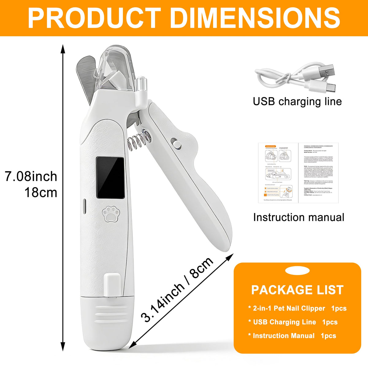Dog Nail Clippers & Grinder with LED Light Y48606