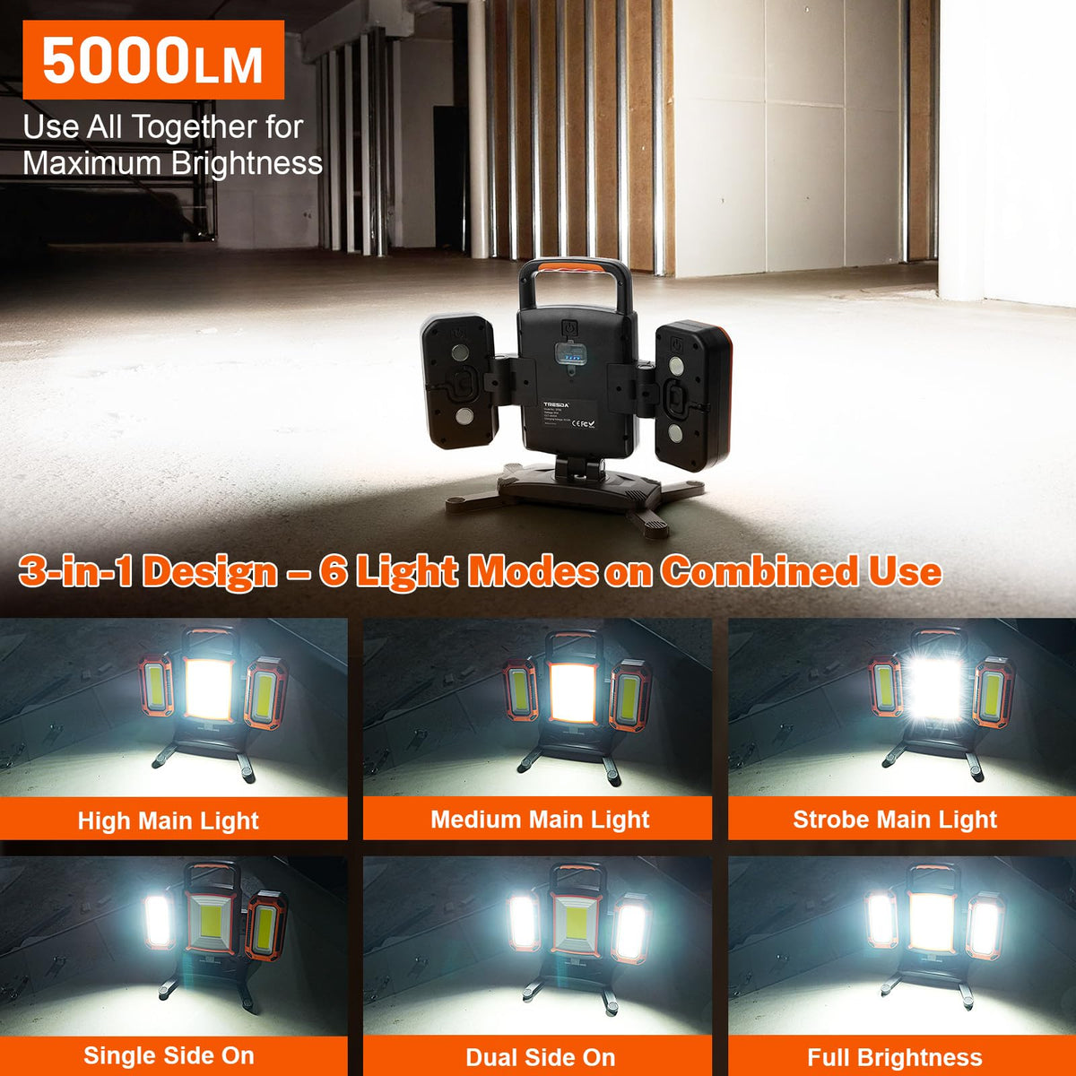 5000LM Rechargeable Magnetic Work Light D995