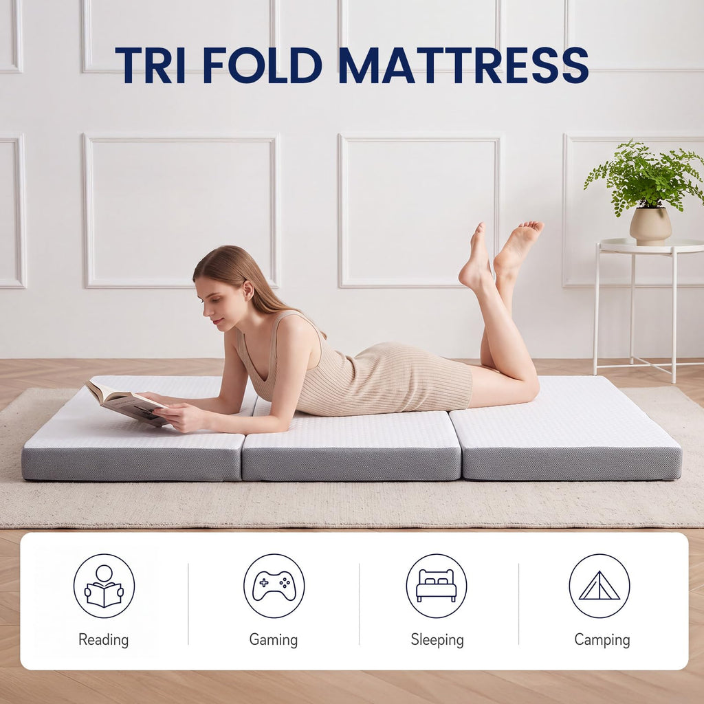 6 Inch Memory Foam Trifold Folding Mattress V17112