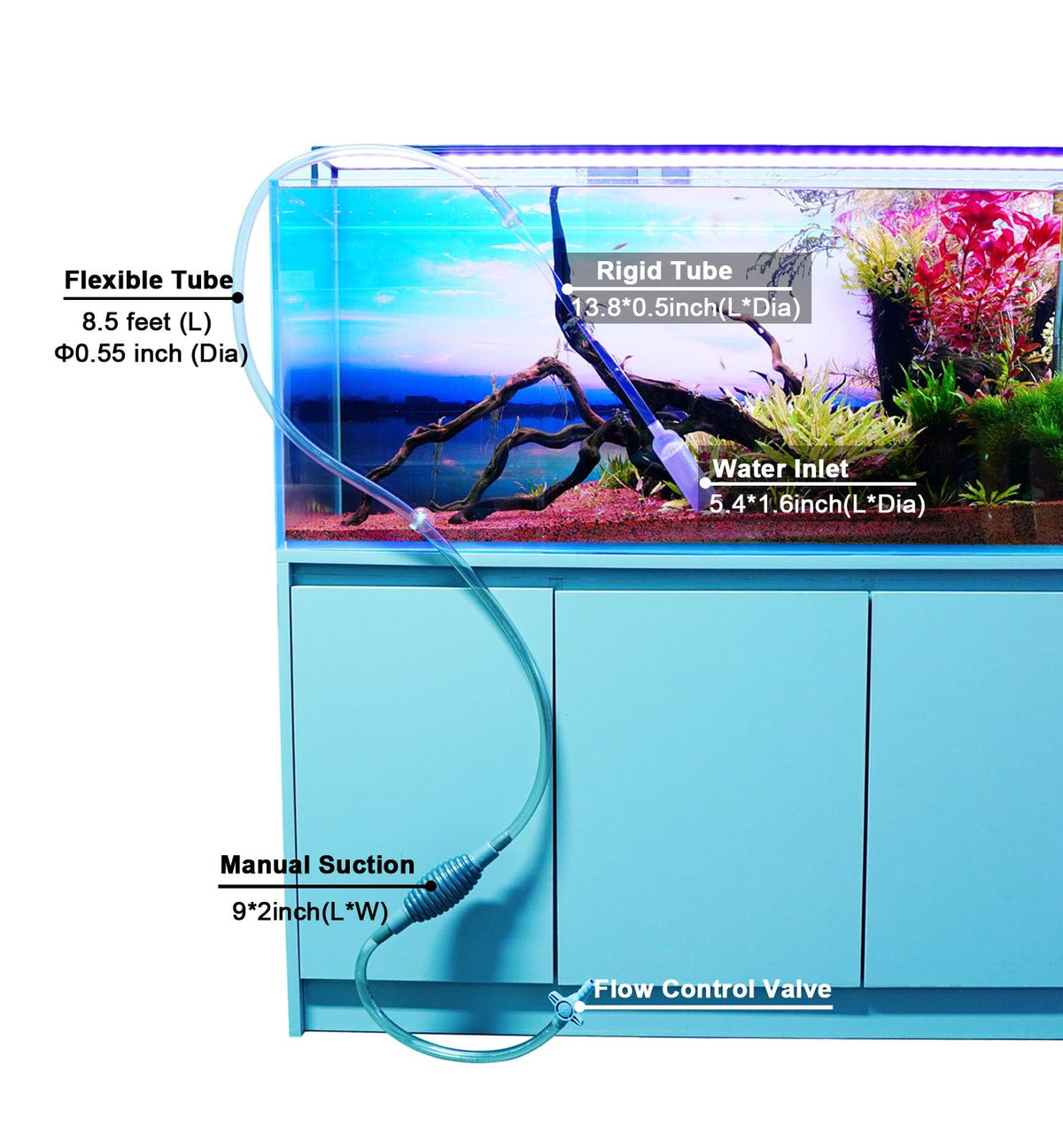 Fish Tank Cleaning Kit with Aquarium Siphon, Fish Net, and Algae Scraper T698389