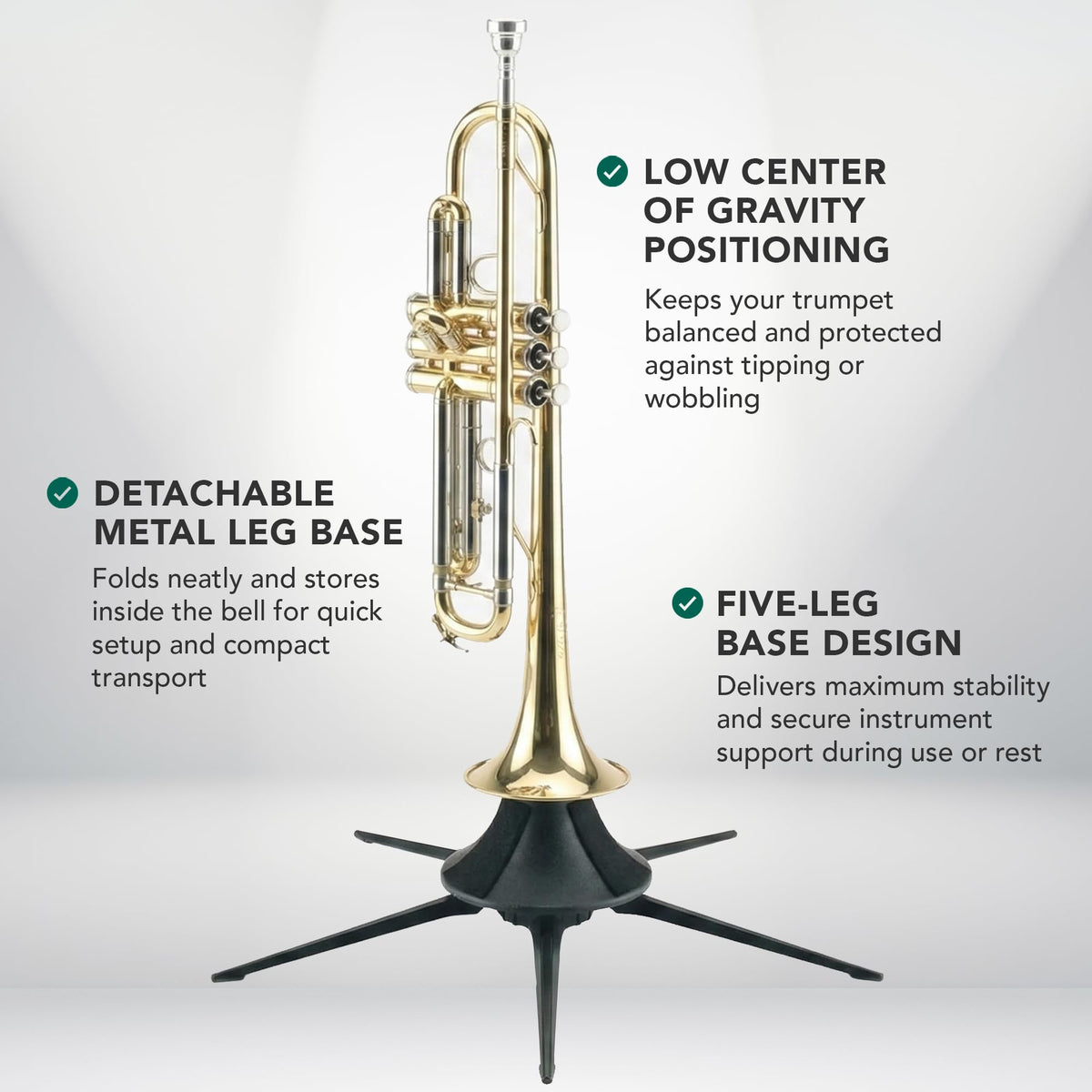 Trumpet In-Bell 5 Leg Metal Stand and Holder B6971