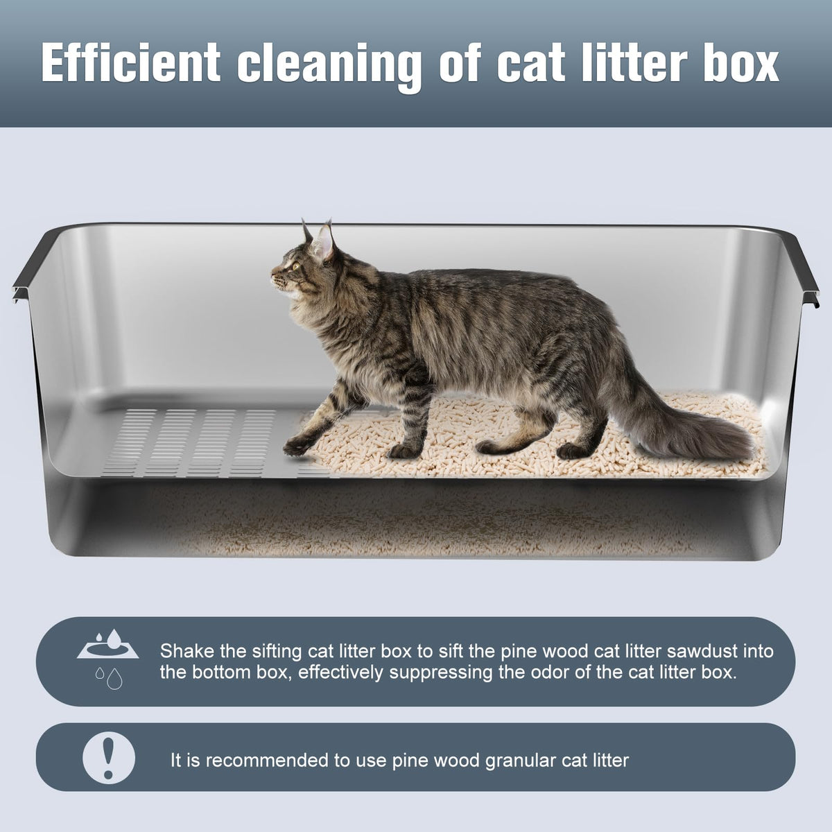 Stainless Steel Sifting Litter Box A9114