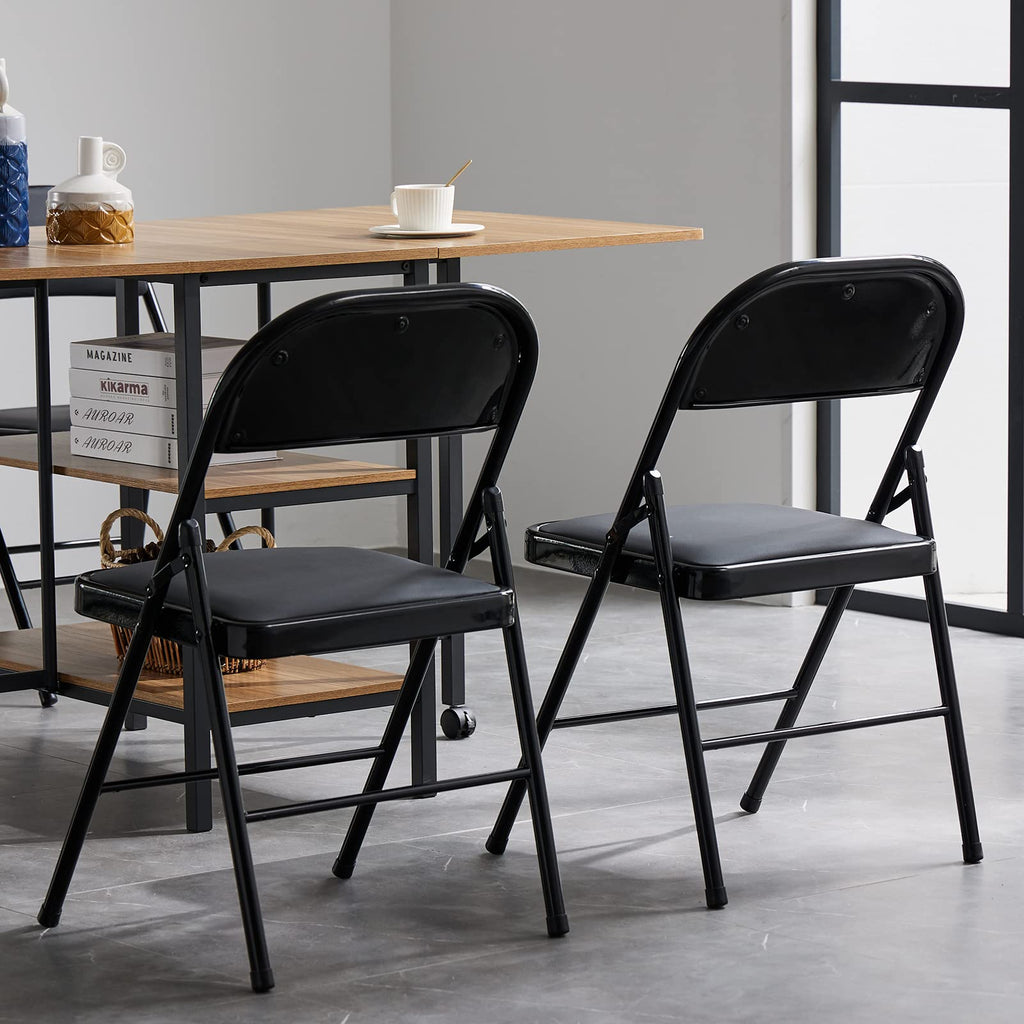 Black Folding Chairs with Padded Seats, 10 Pack R4580