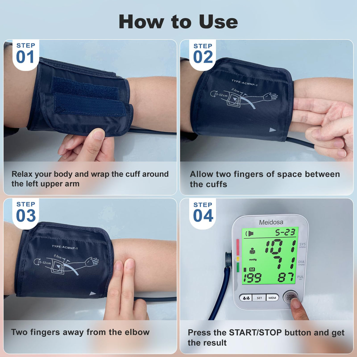 Rechargeable Automatic Digital Blood Pressure Monitor with 2 Cuffs L525