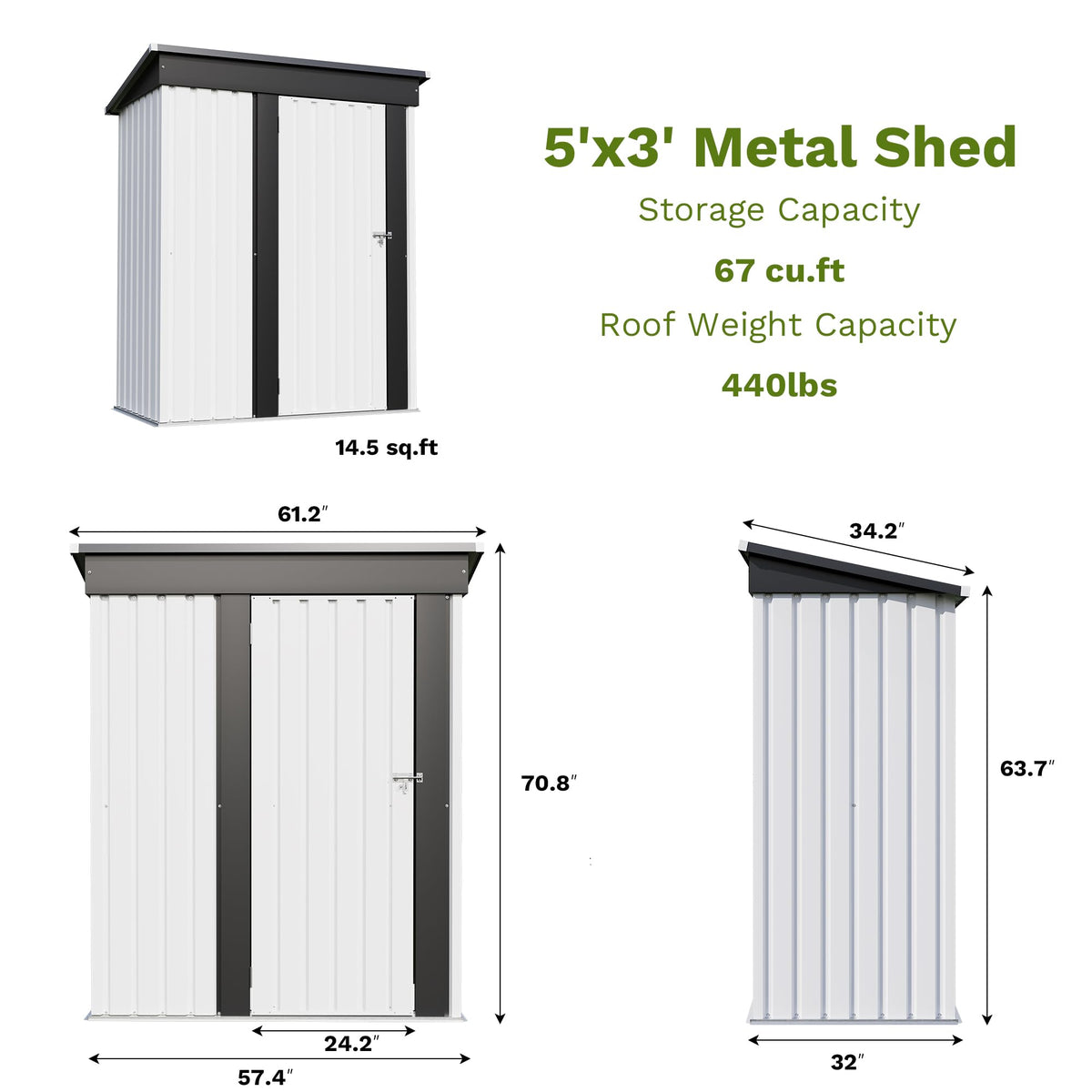 5x3 FT Outdoor Storage Shed O575540
