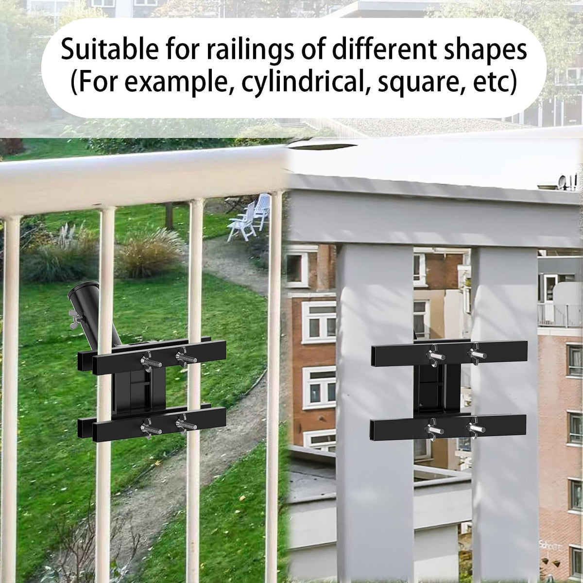 White Flagpole Mount for Round and Square Railing J120