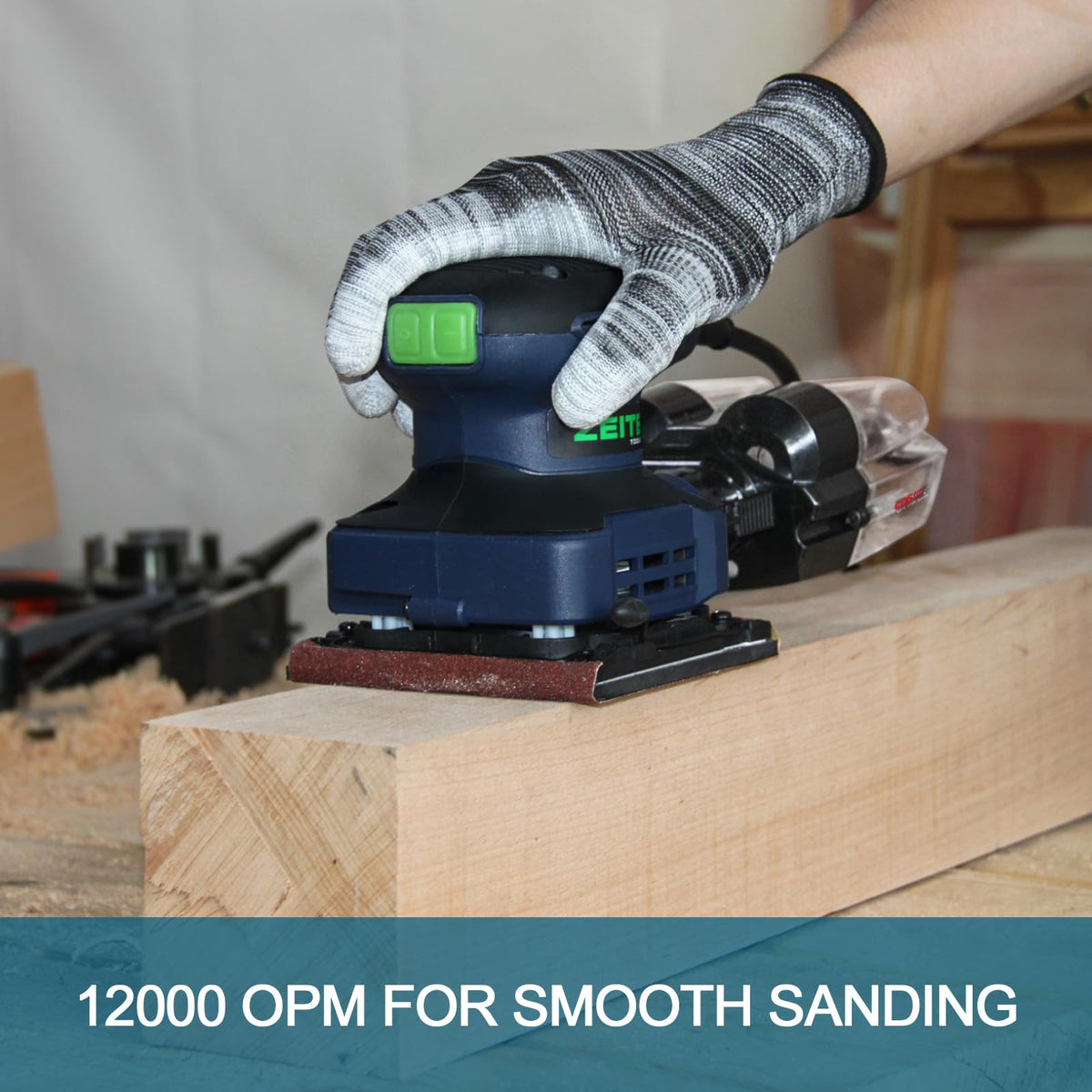2.4 Amp 1/4 Sheet Electric Palm Sander with 12Pcs Sandpapers E152