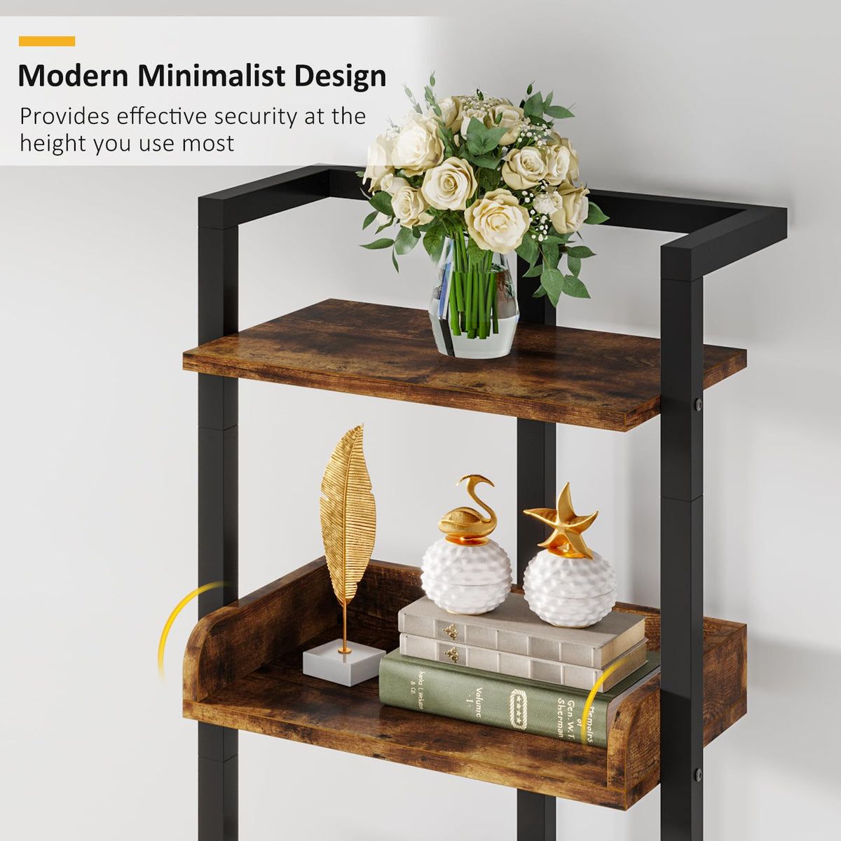 5 Tier Wood Bookcase with Metal Edge Protection X971