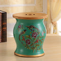 Ceramic Garden Drum Stool with Wood Top R58761