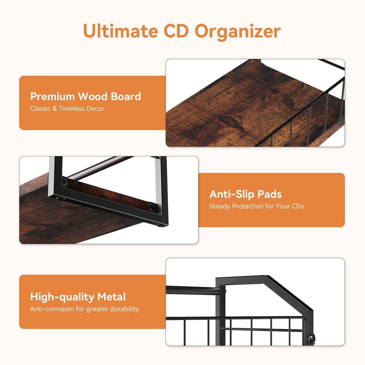 2 Tier CD Storage Rack Holds 60 Cases Brown O13546