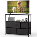 Black TV Stand Media Console with LED Power Station W21177