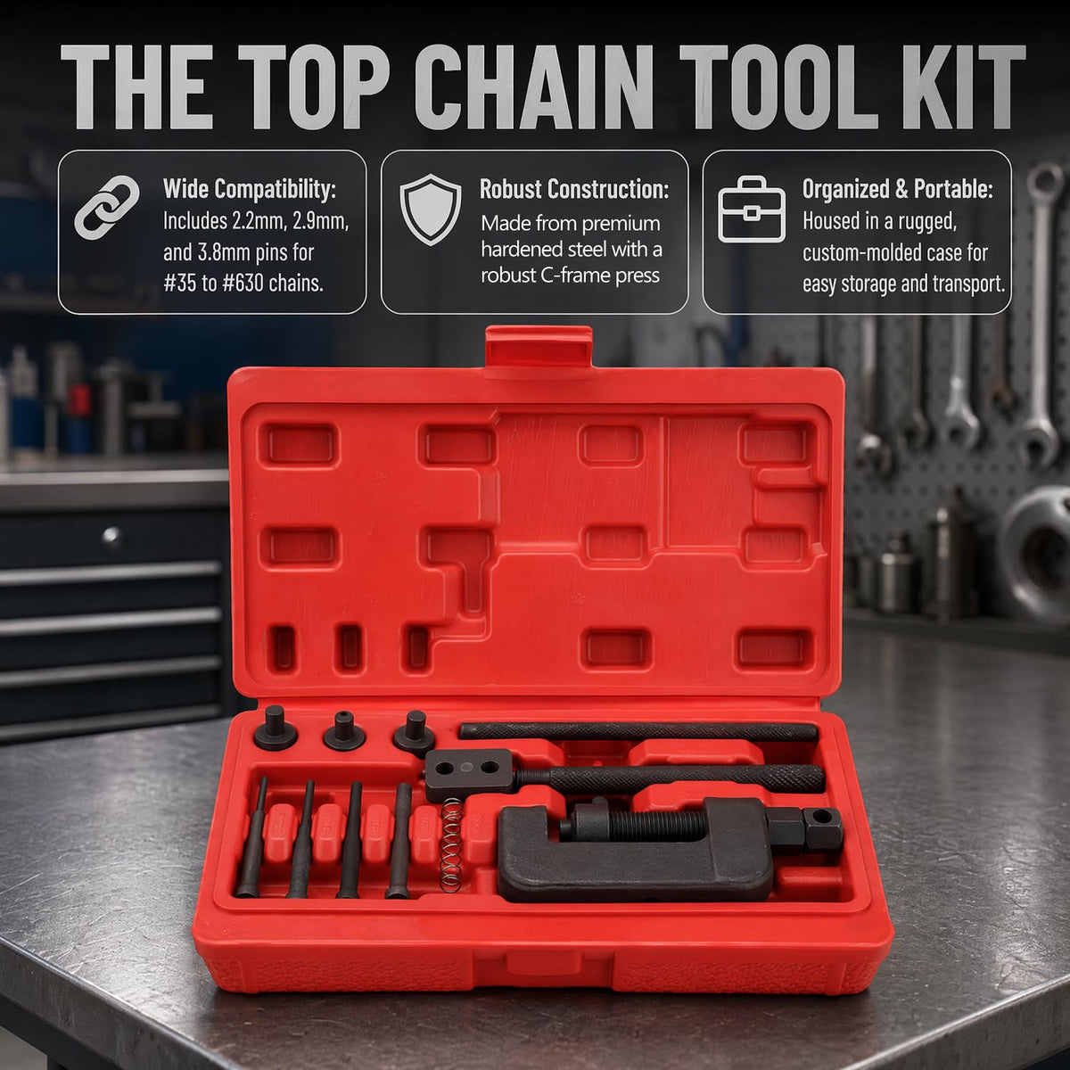 13 Pc Motorcycle Chain Breaker Rivet Tool Kit M52427
