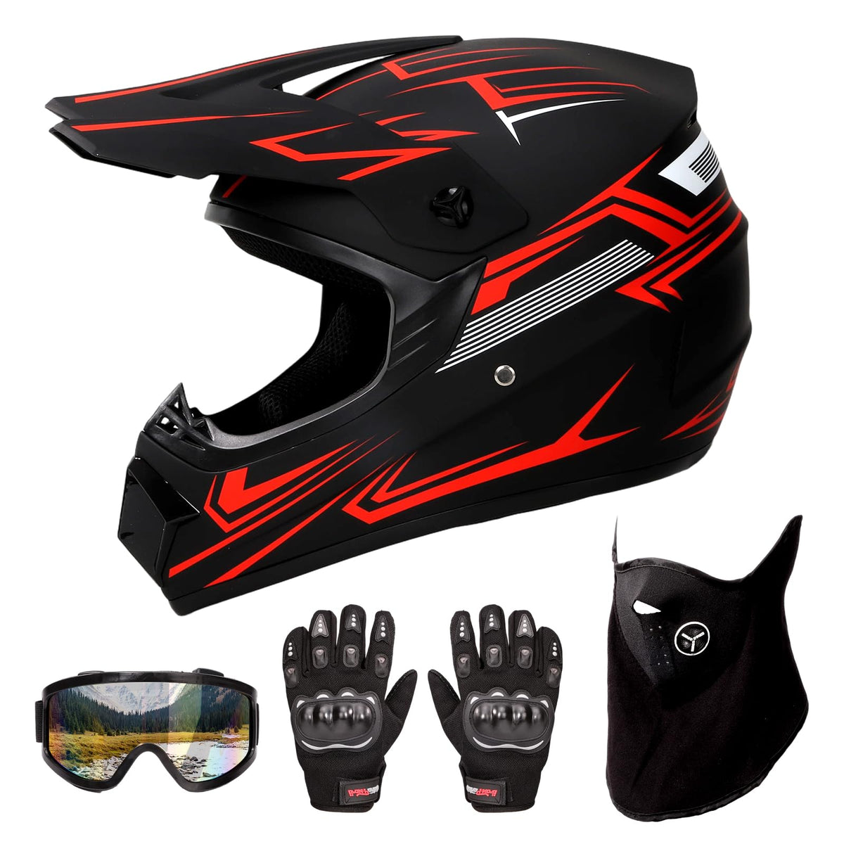 DOT Approved Red Motocross Helmet O1567