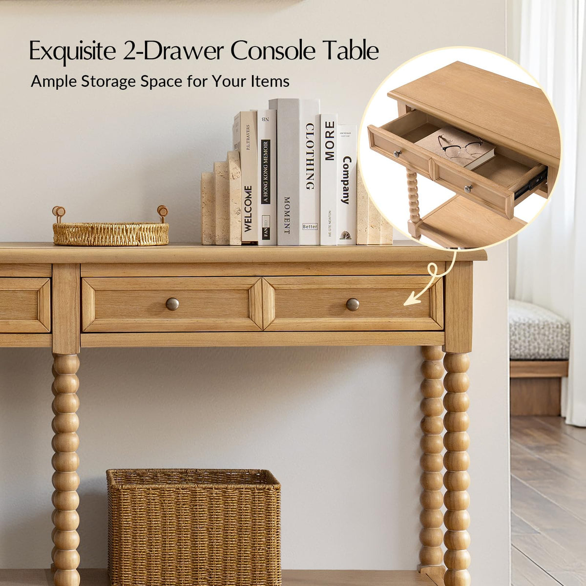 2-Drawer Oak Console Table I70560