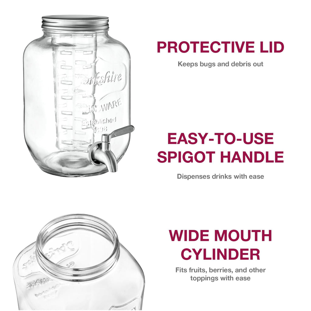 Glass Drink Dispenser with Stand, 1 Gallon, 2-Pack G90575
