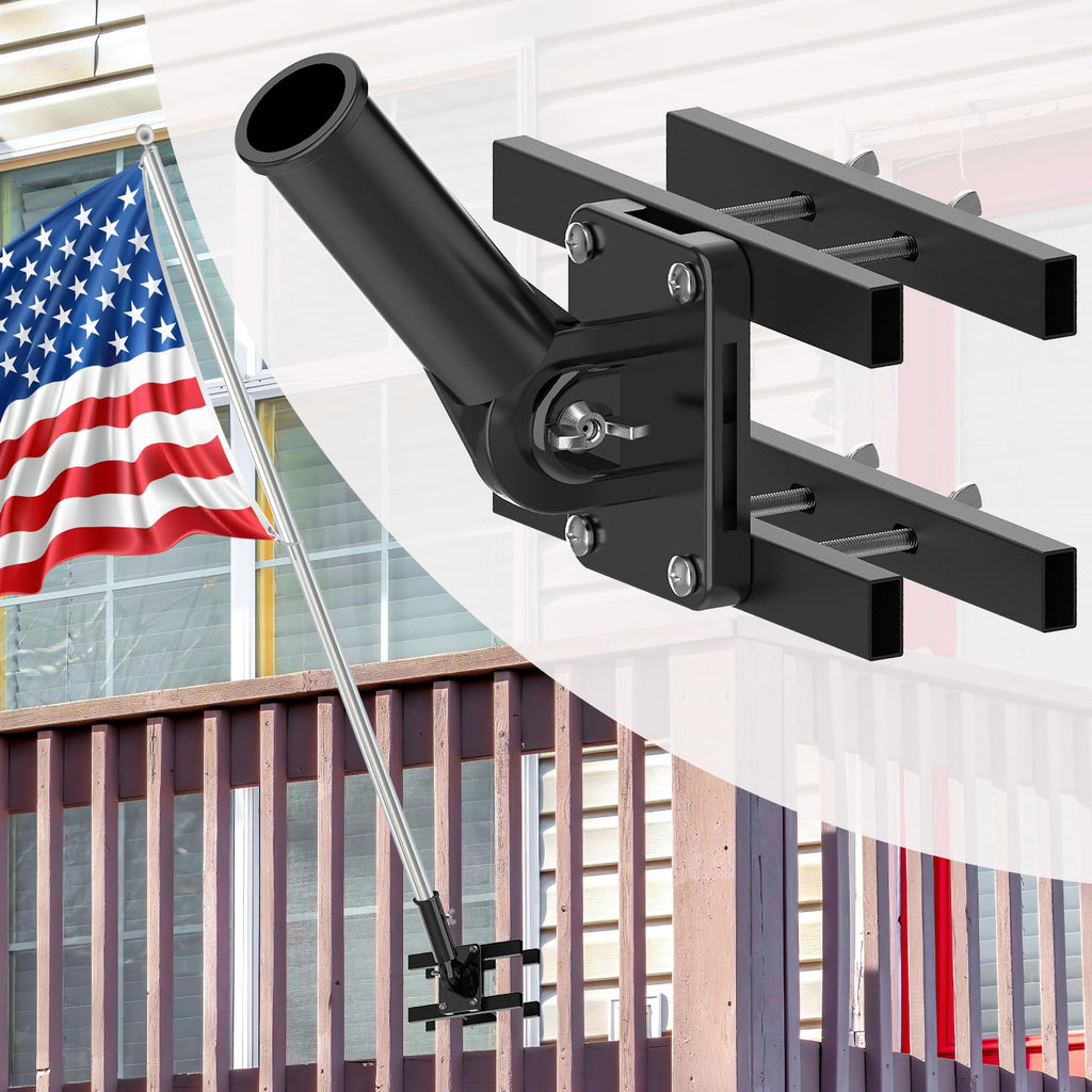 White Flagpole Mount for Round and Square Railing J120
