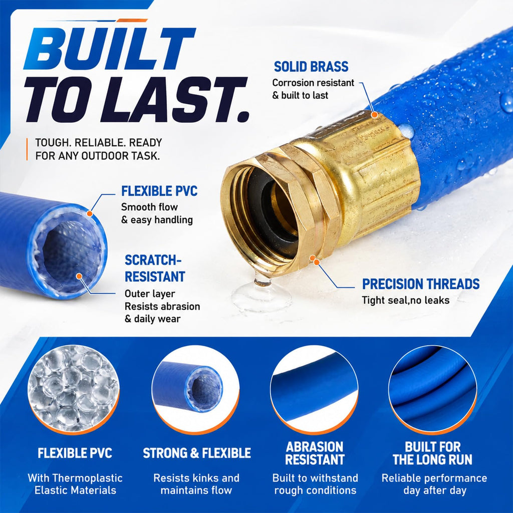 3/4" x 100 ft Lightweight Flexible Garden Hose T74378