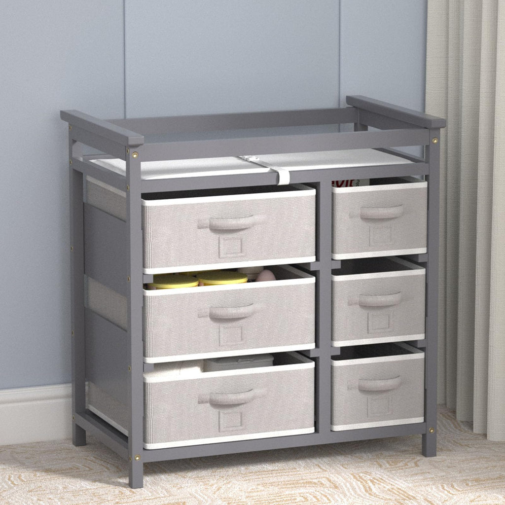 Baby Changing Table with 6 Drawers Storage Station Y88828