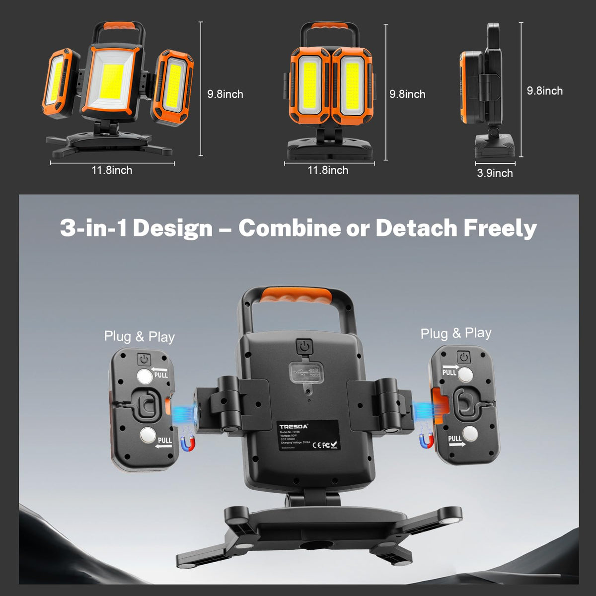 5000LM Rechargeable Magnetic Work Light D995