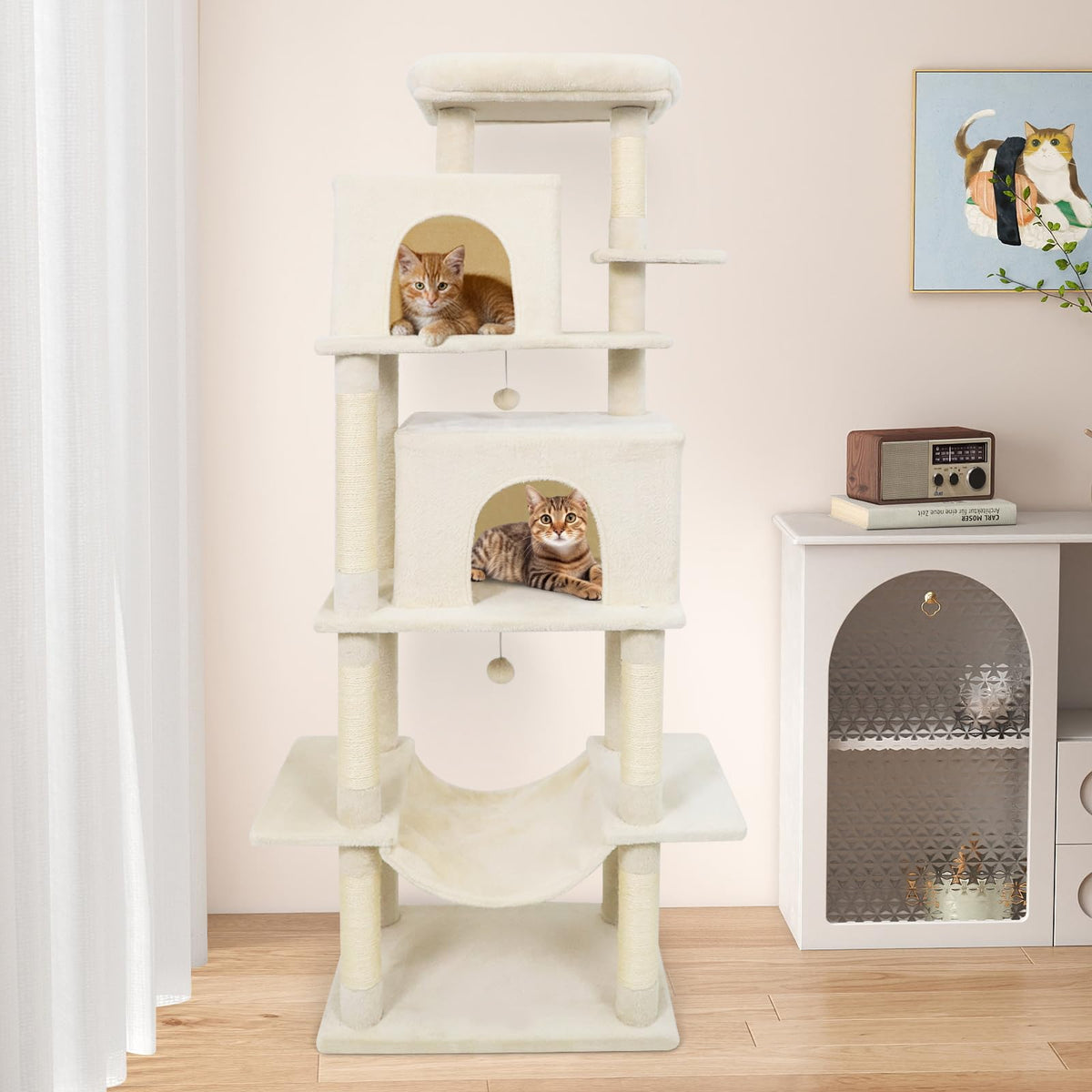 70 Inch Multi-Level Cat Tree with Sisal Scratching Posts and Condos Y50259