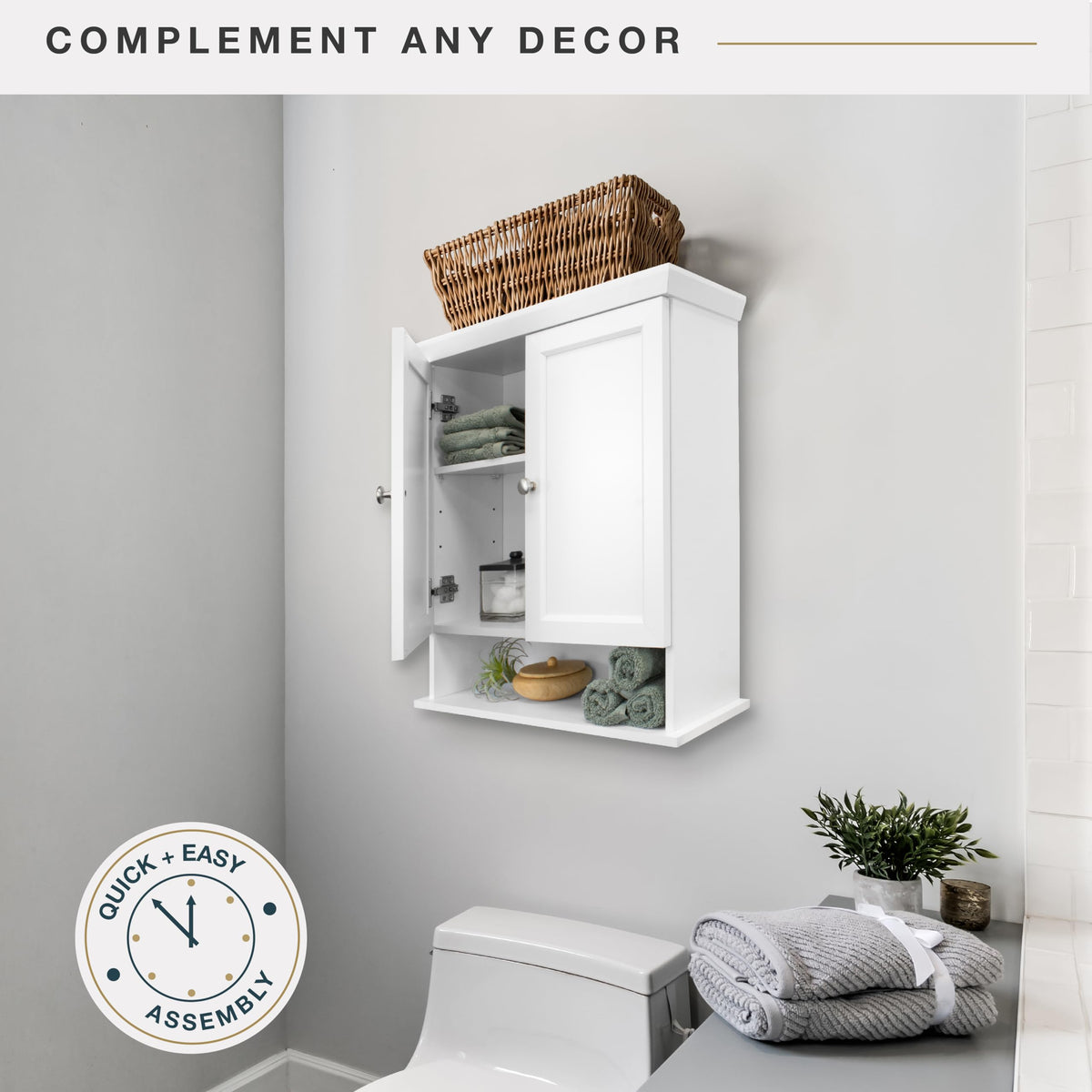 White Wall Mounted Medicine Cabinet Organizer X6553