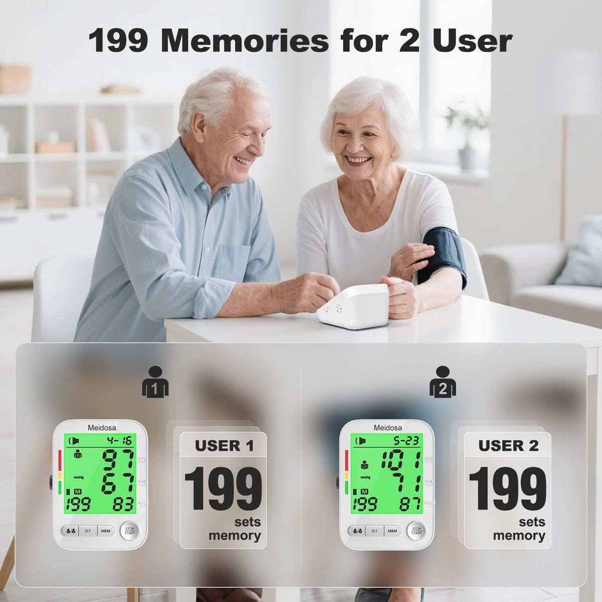 Rechargeable Automatic Digital Blood Pressure Monitor with 2 Cuffs L525