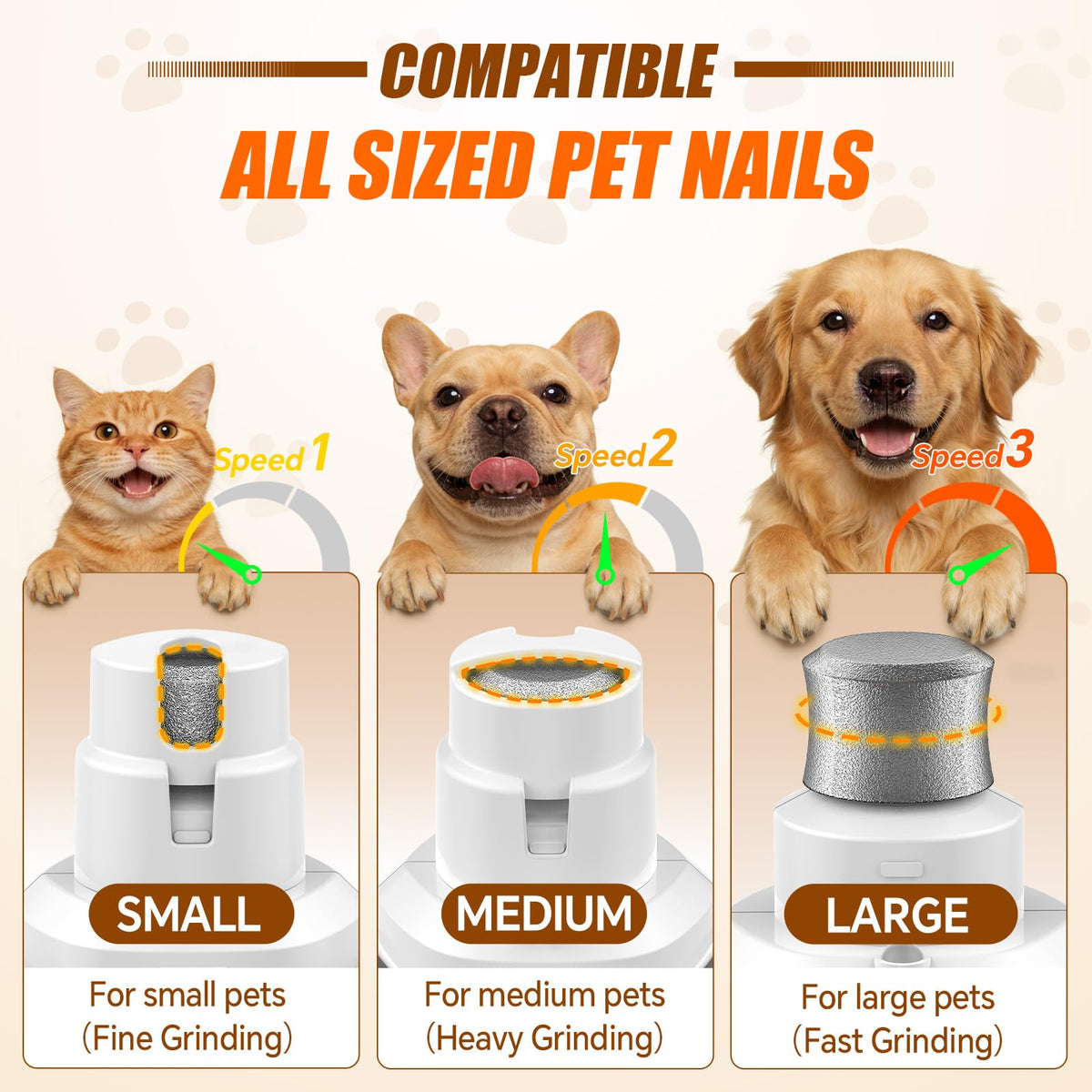 Electric 3 Speeds Dog Nail Grinder with Lights N2161