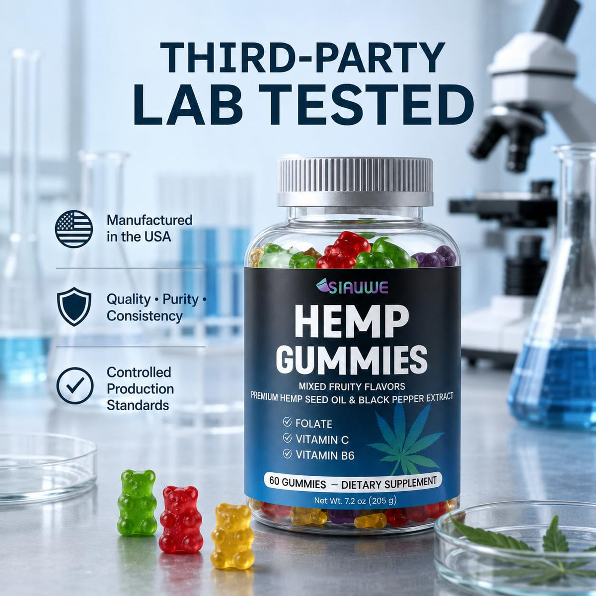 Sugar Free Hemp Gummies 60 Count Y26653