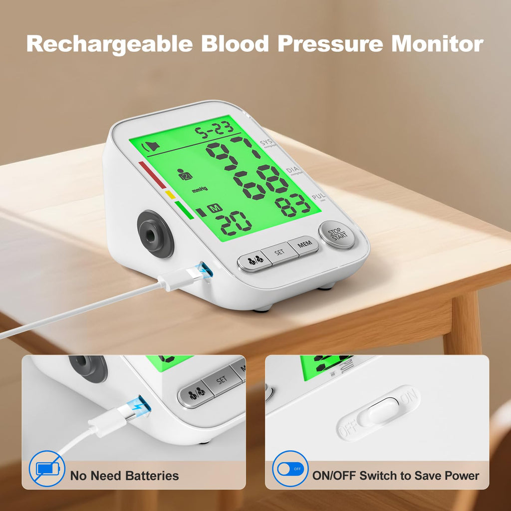Rechargeable Automatic Digital Blood Pressure Monitor with 2 Cuffs L525