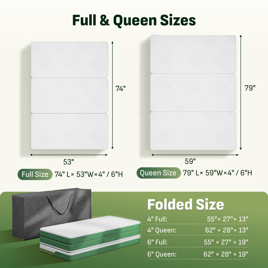 Tri-Fold Mattress Full 6 Inch Memory Foam V286474