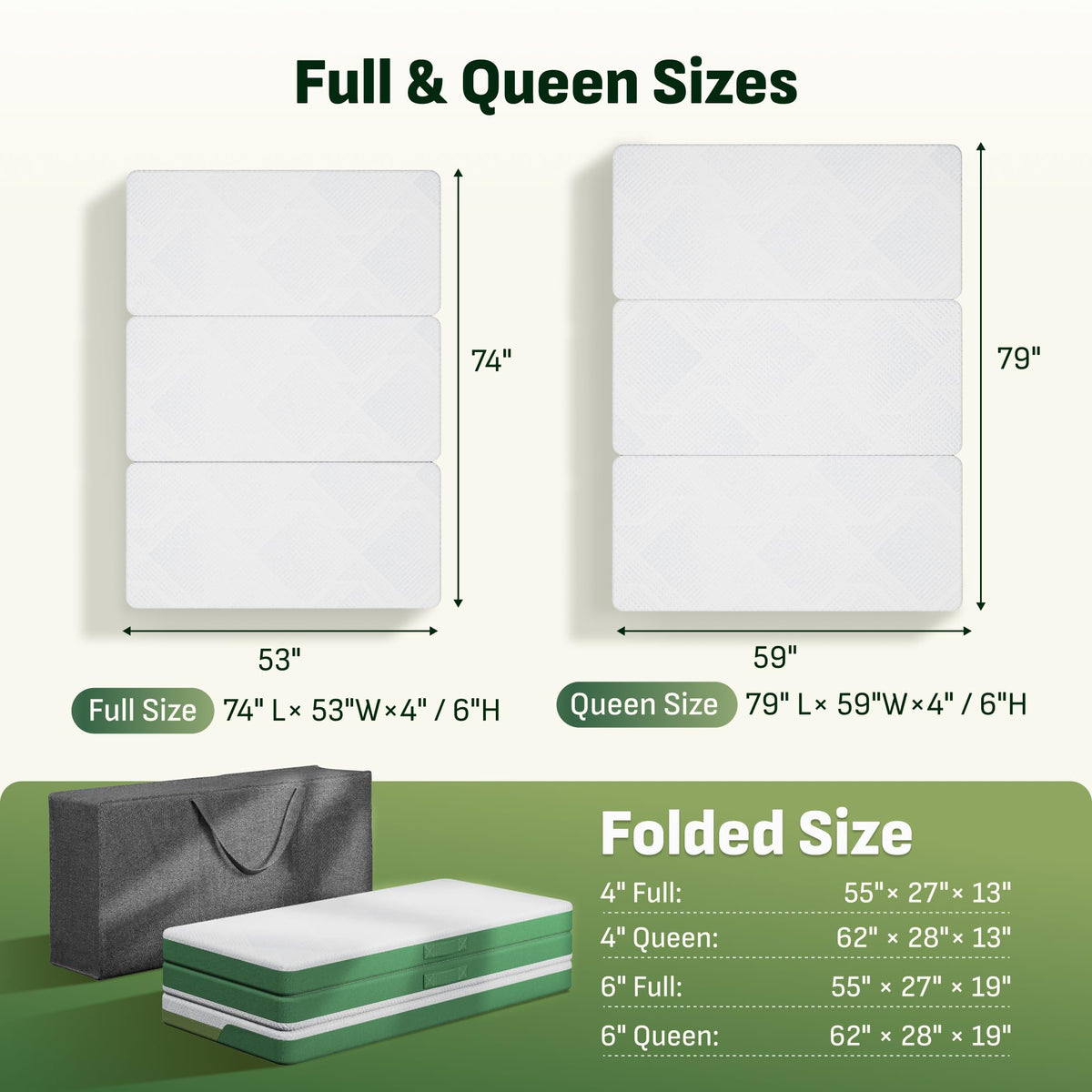 Tri-Fold Mattress Full 6 Inch Memory Foam V286474