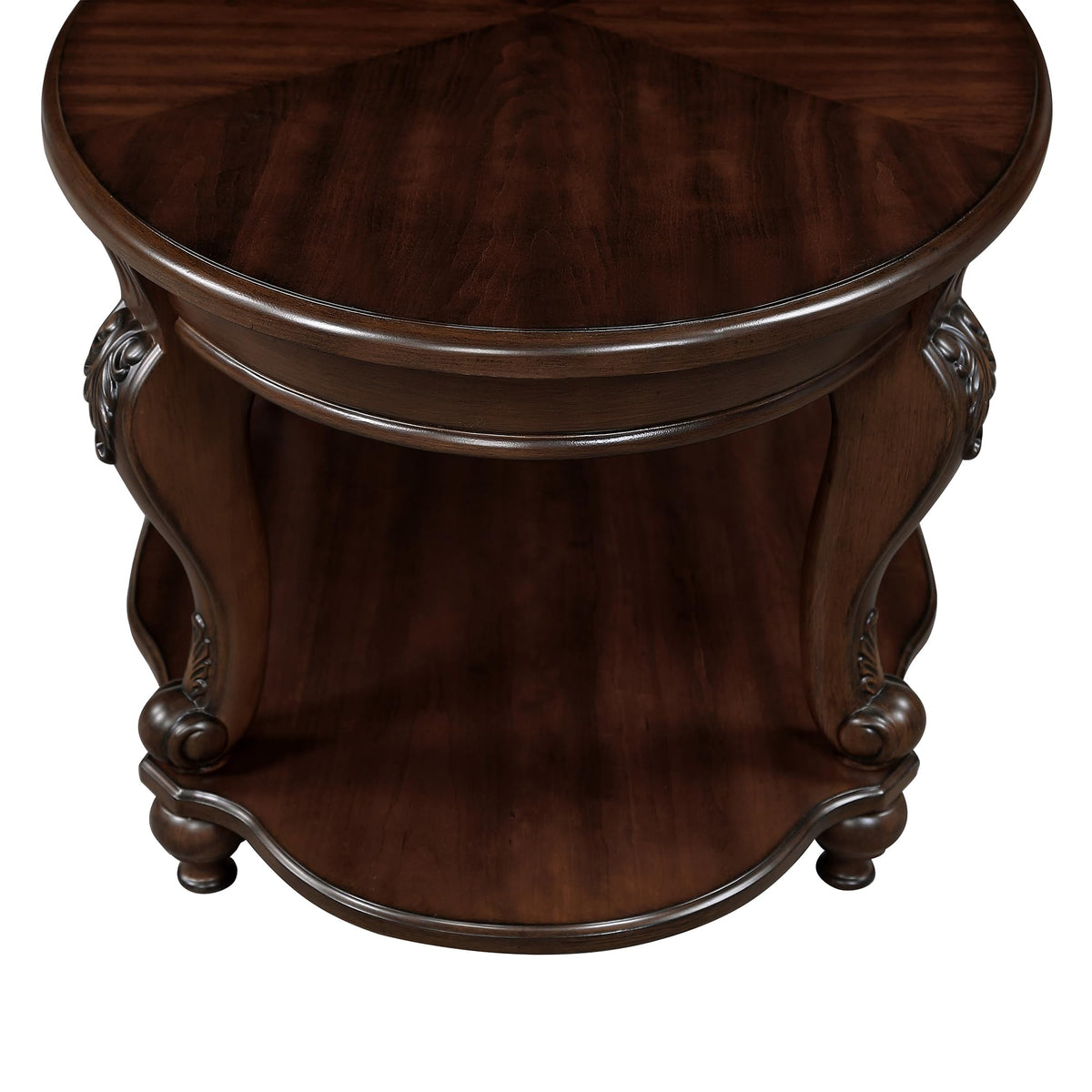 Vintage Round Wood End Side Table 22-Inch J483994
