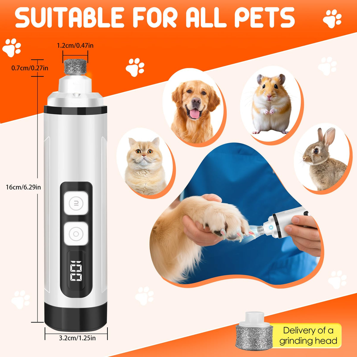 Electric 3 Speeds Dog Nail Grinder with Lights N2161