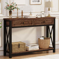 Rustic Oak 47 Inch Console Table with 2 Drawers Q22514
