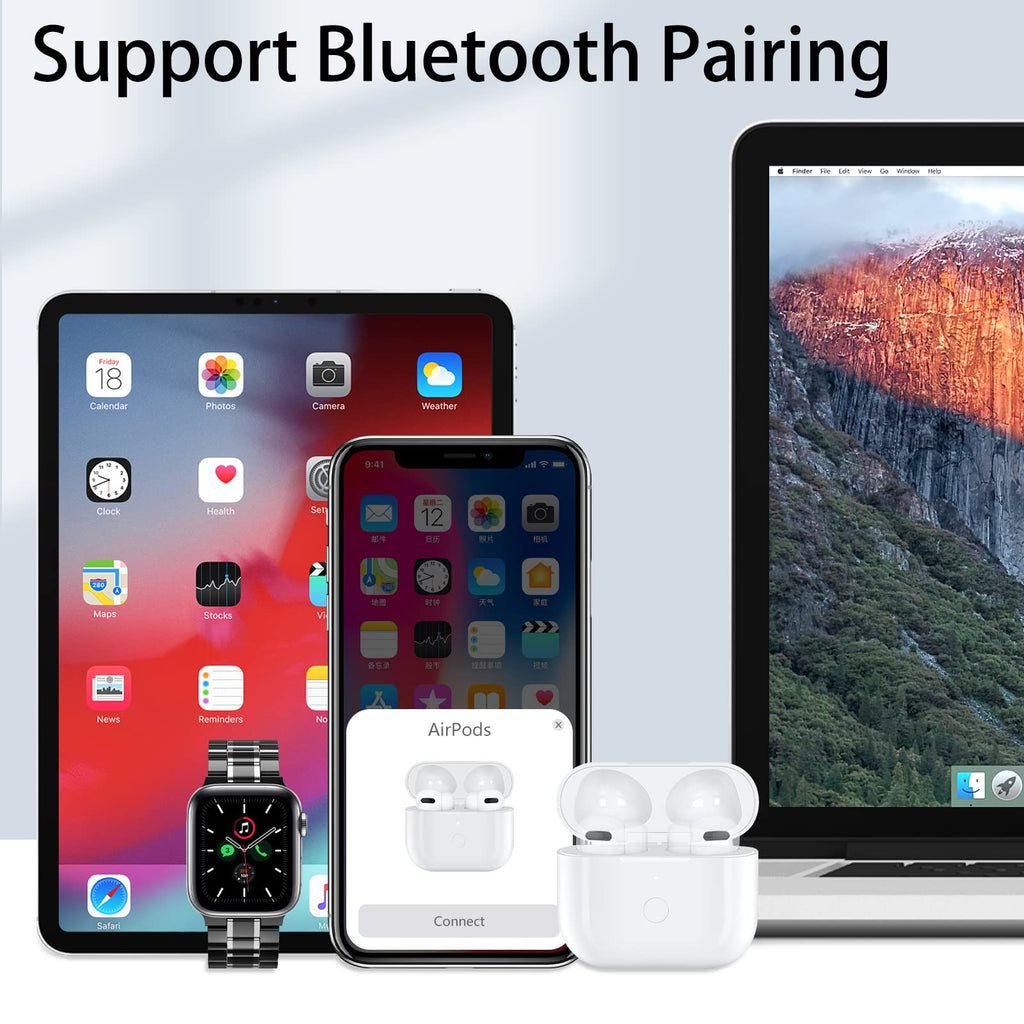White Wireless Charging Case Replacement with Bluetooth Pairing Sync Button A219840