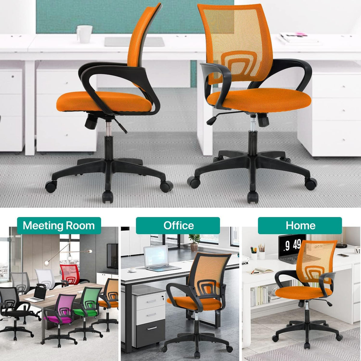 Ergonomic Orange Mesh Office Chair with Lumbar Support C2188
