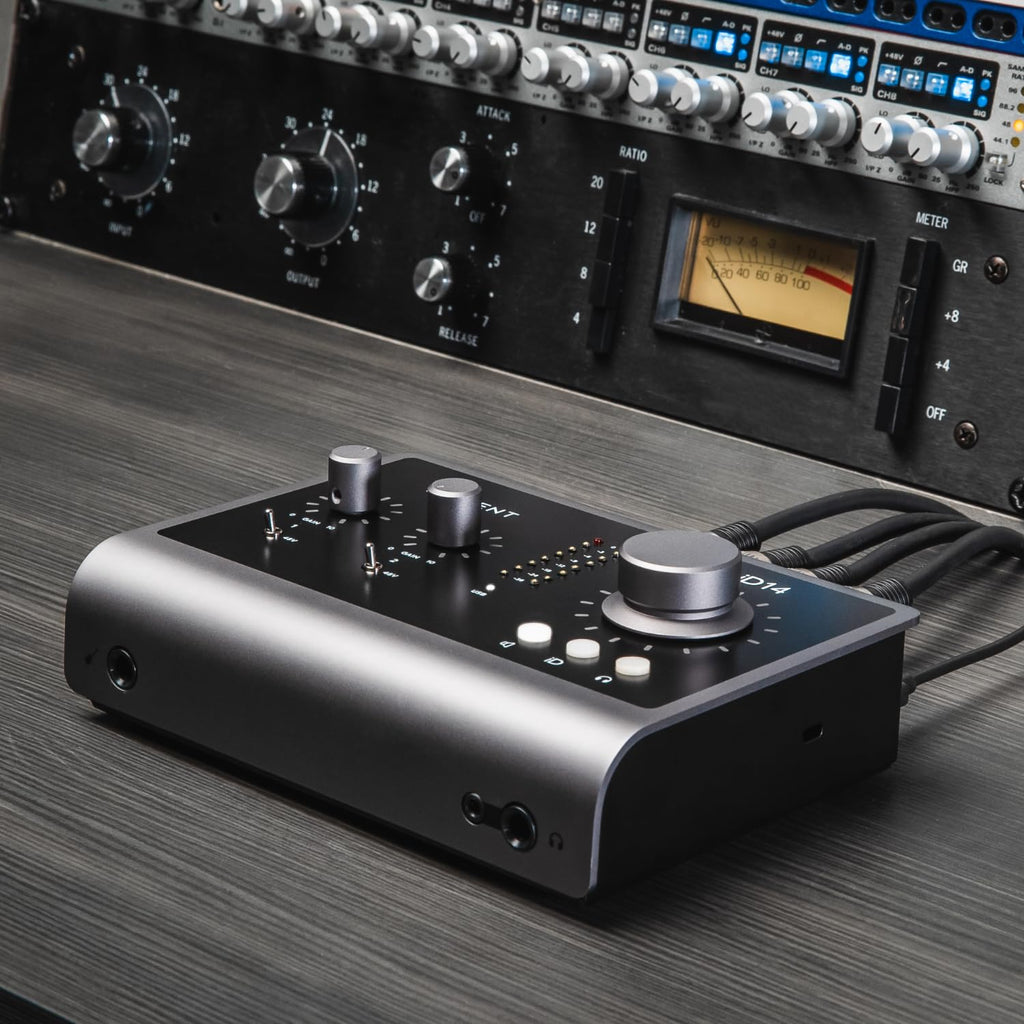 Black USB-C Audio Interface with 2 Microphone Preamps J596