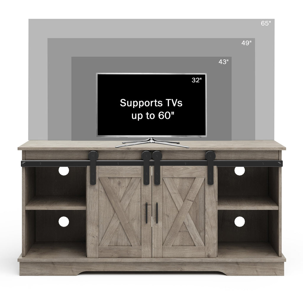 65-Inch TV Stand with Sliding Barn Doors E9299