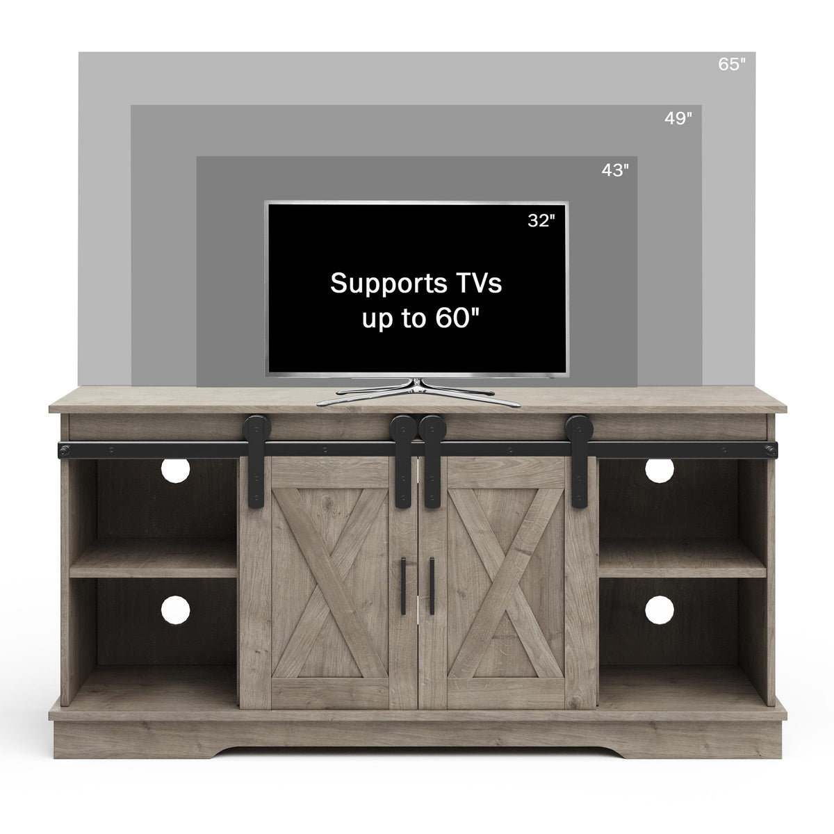 65-Inch TV Stand with Sliding Barn Doors E9299