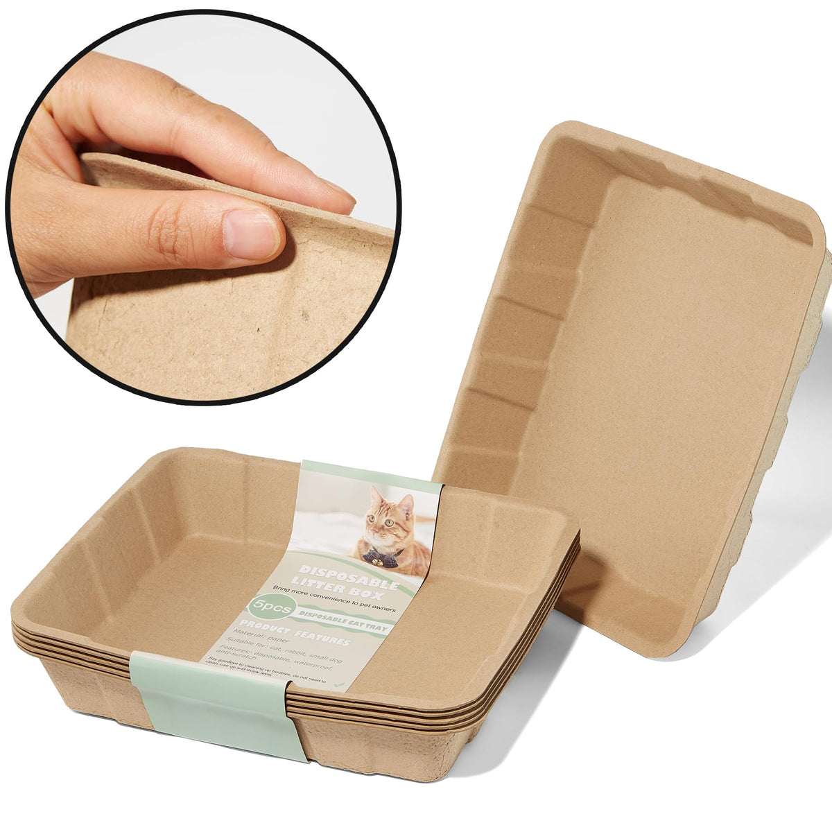Disposable Cardboard Cat Litter Boxes 5 Pack Z39876