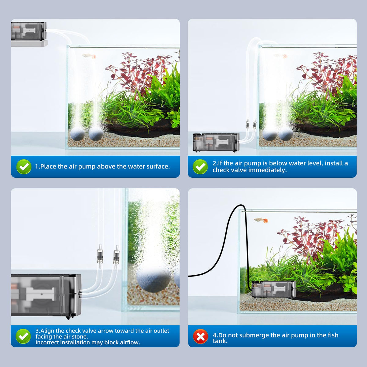 Aquarium Air Pump with Air Stone Bubbler Z11478