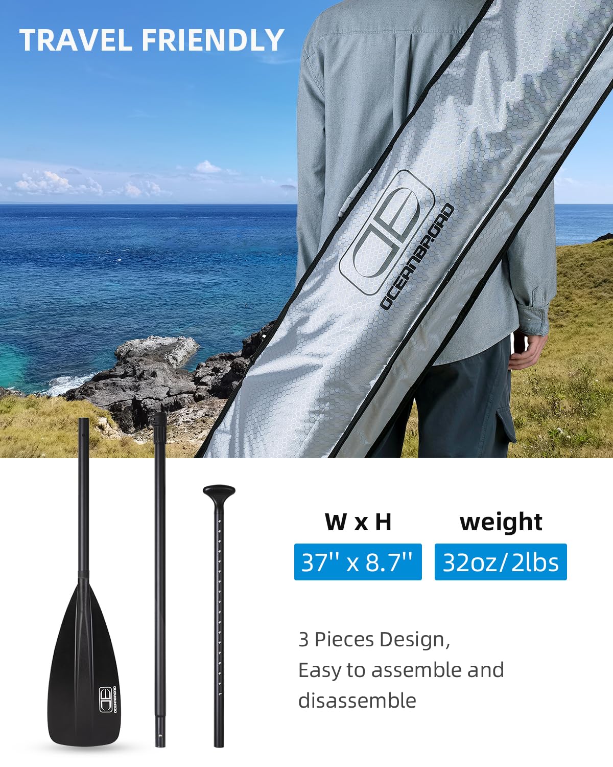 Adjustable Aluminum Alloy SUP Paddle V2401
